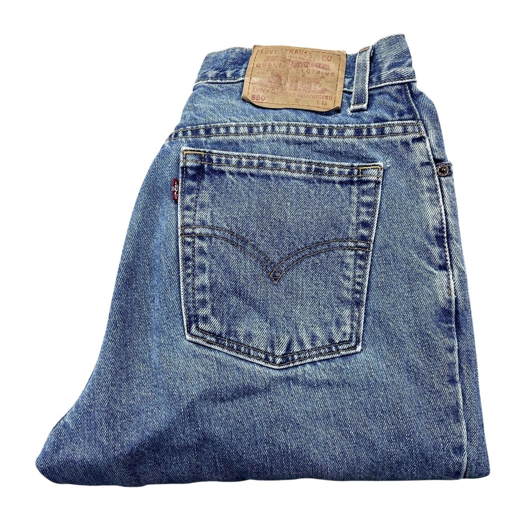 Levis 550 Jeans Women 12 Mis M Blue Med Wash High Rise Relaxed Tapered 32x30 VTG